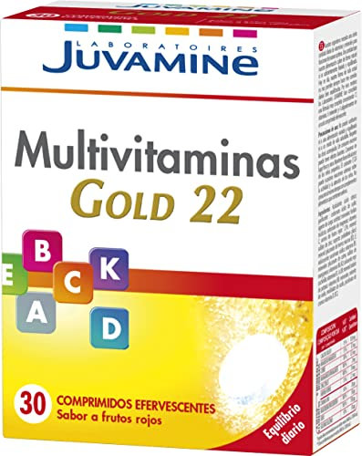 JUVAMINE - Multivitaminas Gold 22-30 Comprimidos Efervescentes - 12 vitaminas - 6 minerales - 4 oligoelementos - Complejo Multivitamínico - Energía, Defensas, Reducción del Cansancio
