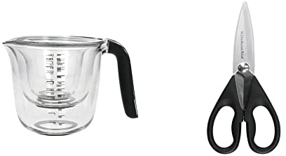 KitchenAid Universal Measuring Jugs, Set Of 3, 250ml, 500ml And 1L, Onyx Black & Multi-Purpose Scissors, Easy Grip Stainless Steel Kitchen Shears – Black
