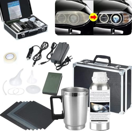 Kit di ripristino dei fari dell'auto, kit di riparazione per vetri delle lenti dei fari, kit di riparazione per la pulizia dei fari con liquido per la riparazione di graffi, ingialliti, foschie,