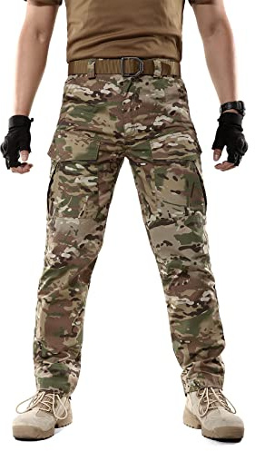 BWBIKE Pantaloni Cargo Mimetici da Uomo Pantaloni Multitasche da Lavoro All'aperto Pantaloni Tattici Mimetici (Senza Cintura), Camuffare