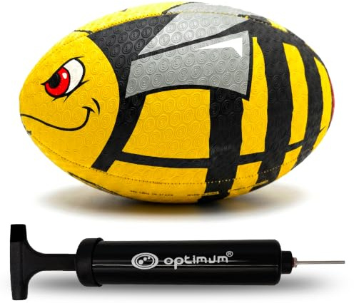 Optimum Stinger Rugby Ball - balanserad och responsiv för exakt hantering och spark av topppresterande rugbybollar - perfekt för träning och spel - 2-lagers 410 g boll - storlek 4 - med pump