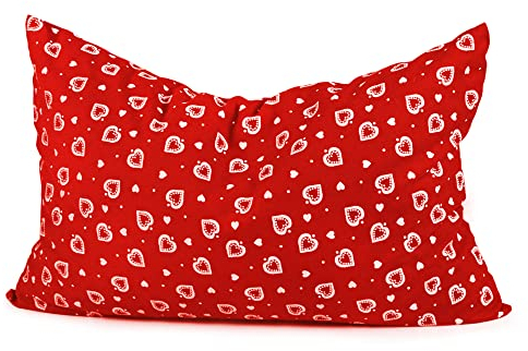 Kräuterkissen 30x20cm Herzen-rot + Bio-Inlett befüllt mit Salbei, Anis, Kamille, Pfefferminze, Thymian, Rosmarin, Melisse, Lavendel