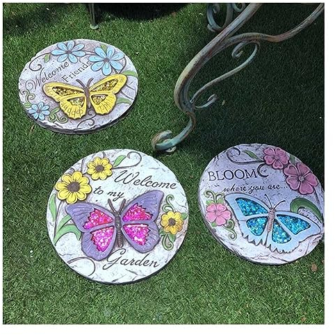 3PC Pretty Garten -Sprungsteine, 9,8 große Konkrete Dekorative Steine Mit Schönem Muster Einzigartige Rasenakzente Im Freien Für Garten Outdoor Home Lawn Walkway Yard Dekorationen (Farbe : #1, Größ