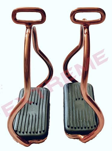 Rose Gold DOUBLE BEND STIRRUPS Light Weight Strong 650g Aluminium 4.75- 12cm Horse Riding