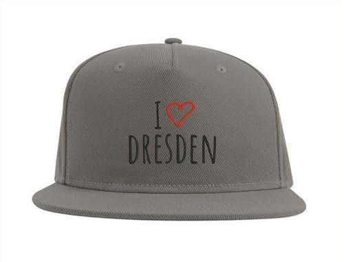 Lauthings I Love Dresden City Germany Snapback Cap Fullcap bestickte Mütze grau, grau, Einheitsgröße