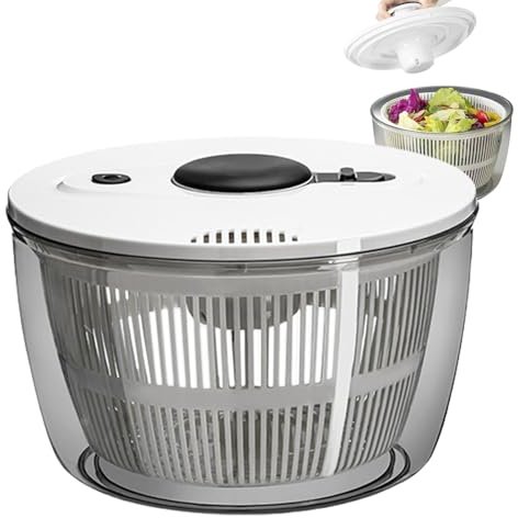 Essoreuse à Salade Professionnelle, 3/5L, Couverts à Salade Grande Capacité, Classic Essoreuse à Salade, Essoreuses à Salade Transparent, Essoreuse à légumes pour déshydrater, Gain de Place