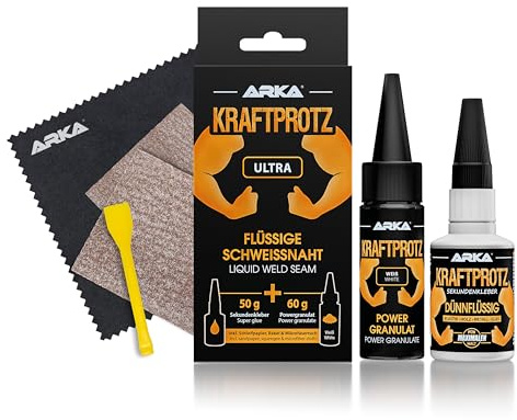 Flüssige Schweißnaht 2K-Kleber – 110 g XXL Reparatur-Set mit Superkleber + Power-Granulat – wasserfest, hitzebeständig, überlackierbar – KRAFTPROTZ für Kunststoff, Metall, Glas, Holz, Gummi, Stein