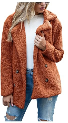 Manteau Femme Hiver Confortable Veste Parka Mouton Retourné En Sherpa Mi Saison Pulls Velours Cotele Doudoune 2024 Vermillon L