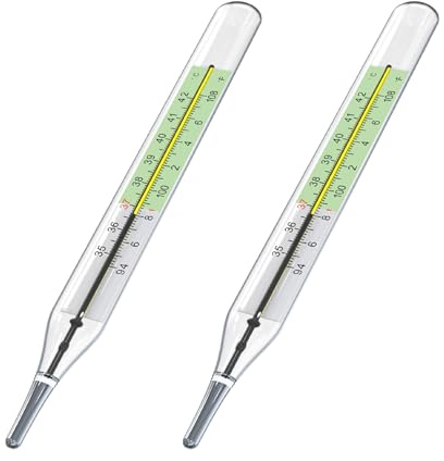 2PCS Glass Thermometer Classic for Adults Medical Fever - Accurate 2P