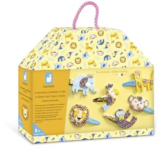 Janod - Coffret 6 Barrettes à Créer - Animaux Exotiques - Les Ateliers Bijoux - Kit Loisir Créatif Enfant - Apprentissage Motricité Fine et Créativité - Dès 5 Ans - J09178