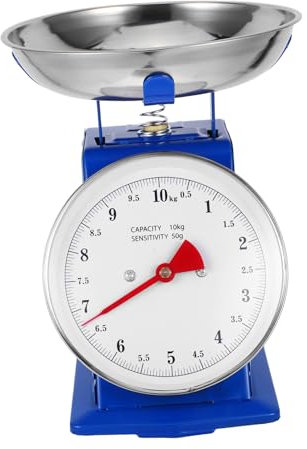 FELTECHELECTR Bilancia Da Cucina in Acciaio Inossidabile: Bilancia Meccanica Ad Alta Precisione Da 10 Kg Con Ciotola Staccabile Per Arredamento Rustico, Quadrante Di Facile Lettura