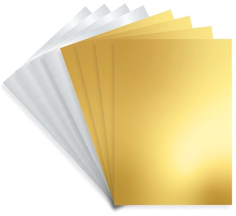 A4 Metallic Gold & Silver Mirror Cardstock Paper – 16 Sheets, 250 GSM Reflective Foil Card for Arts & Crafts, DIY Projects, Scrapbooking, Invitations, Greeting Cards & Party Decorations