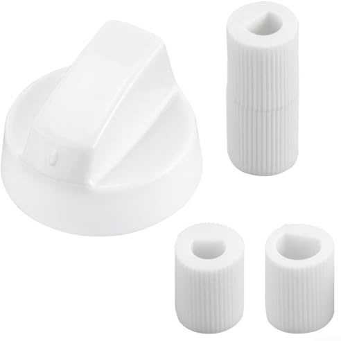 4-delad knoppbrytare ersättnings set med 6 mm och 8 mm inre diameter för WT03 ugn och spis, svart och vit (vit)