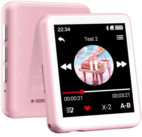 128GB Lettore MP3 con Bluetooth, Oilsky 1,8'' Mini Touchscreen MP3, Altoparlanti Incorporati e Radio FM, Lettore Musicale Perfetto per Bambini e Sport (Rosa)