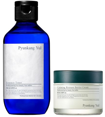 Pyunkang Yul PKY Essence Toner & Beruhigende Barriere-Creme, intensive Feuchtigkeitspflege, sanft & hautverträglich, Koreanische Hautpflege, Toner (200 ml) & Creme (50 ml)