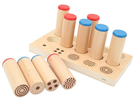Taidda Cilindri Sonori in Legno Precisi Giocattolo per L'allenamento Sensoriale Educativo Set di Casse Sonore per Bambini, 5 Modelli, per lo Sviluppo del Cervello, Tiglio, 10 Bastoncini di Legno,