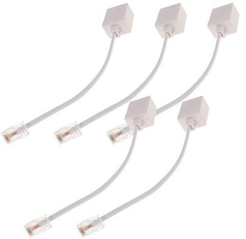WATIIFUFU 5pcs Rj45 to Rj11 Adapter Phone Line Ethernet Extender with Space Saving Design Enhanced Compatibility White Abs Copper for Home Office Network