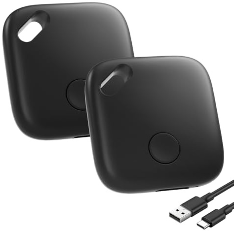 DEEBYCOO Tracker Tag Traceur Compatibles avec Apple Localiser Lot de 2 | Rechargeables USB-C, Localisateurs D'objets Bluetooth, Traqueur pour Clés, Bagages, Valise, Sacs à Dos