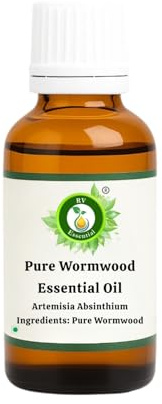 R V Essential Pure Wormwood Essential Oil 15ml (0.507oz)- Artemisia Absinthium (100% Pure and Natural Steam Distilled)