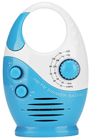 PUSOKEI Radio Pequeña, Radio Am FM, Radio Portátil a Prueba de Agua, Radio de Ducha de Música, Radio con Altavoz, Funciona con Pilas AAA