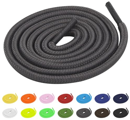 TBOC Runde Schnürsenkel Grau 120 cm 5 mm – Robuste Schuhbänder für Sneaker, Wanderschuhe & Arbeitsschuhe – Strapazierfähige Ersatz Schnürsenkel für Damen Herren Kinder – 1 Paar