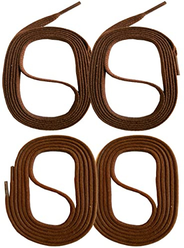 SNORS 2 par vaxade skosnören, runda och platta, 18 färger, 45–150 cm – slitstarka, stabila, skoband i bomull för affärer, läderskor, stövlar, BRUN, 130cm RUND 3mm