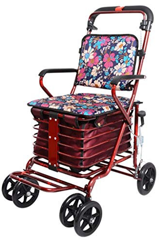 Carrello della spesa multifunzione Il carrello per anziani Piccola macchina da traino La carriola per anziani può spingere per sedersi Camminatore pieghevole Quattro carrelli per lo stoccaggio di