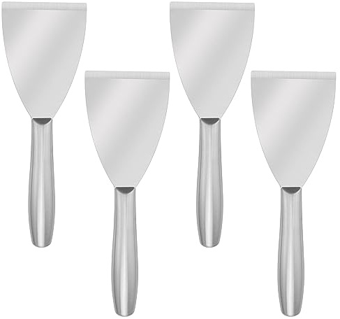 4 Pack 3 Inch Putty Knife Scraper, Putty Knife Set, Stainless Steel Putty Knife, Wallpaper Scraper Paint Scraper Tool for Spreading Drywall Spackle, Plasterboard Mud, Scraping Paint, by GENHAKON.