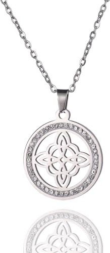 Collier de Nœud de Sorcière pour Femme en Acier Inoxydable Irlandais à 4 Pointes, Pendentif de Nœud Celtique, Cadeau de Bijouterie Magique, un tamaño, Acier inoxydable, Pas de gemme