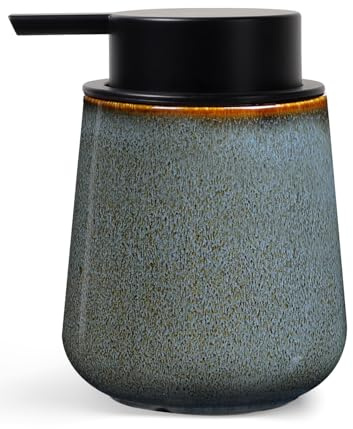Autumnlife Seifenspender aus Natürlichem Porzellan Spülmittelspender, 350ml Seifenspender Steingut Soap Dispenser für Bad, Küche, Nachfüllbar Flüssigseife Spender mit Groß Pumpenkopf, Bunt