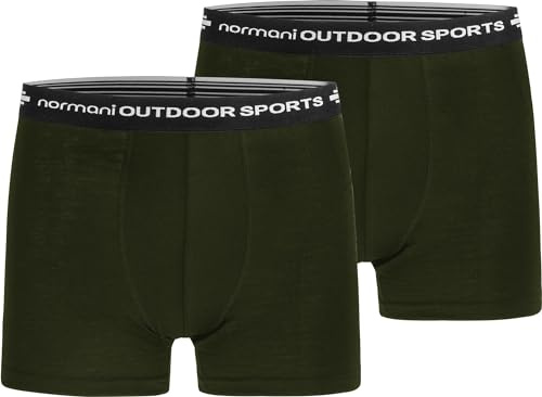 normani 2er Pack Herren Merinounterhose Boxershorts Funktionsunterwäsche 100% Merinowolle Sporthose (S-XXL) Farbe Grün Größe L