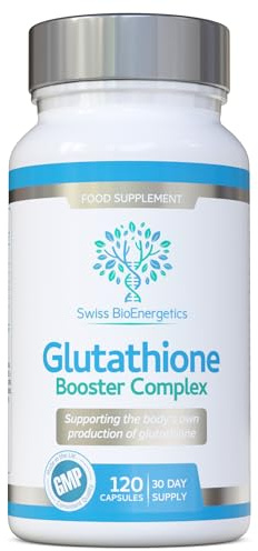 Glutathione Booster Complex – 120 Capsules of GlyNAC Plus to Support the Body’s own glutathione Production – NAC, Quercetin, L-glycine, Alpha Lipoic Acid, L-glutamine & Vitamin C – UK Made