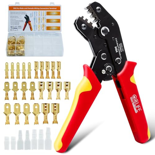 CCLIFE Pinza Crimpatrice Kit Crimpatrice, attrezzo di crimpatura, 300 pezzi utilizzato per 0, 5-2.5 mm²(AWG 20-13) estremità del cavo Manicotti