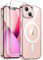 JETech 3 in 1 Magnetische Hülle für iPhone 13 Mini 5,4 Zoll mit 2 Stück Gehärtetes Glas Schutzfolie, Kompatibel mit MagSafe, Stoßfest Stoßfänger Handyhülle (Rosa)