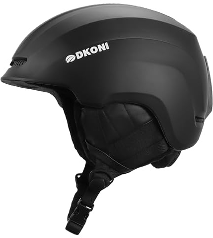 DKONI Skihelm, Snowboardhelm für Herren & Damen, Zwei-Stufen-Belüftungssystem, Schneesporthelm für Erwachsene, Jugendliche & große Kinder (Schwarz, M: 54-58cm)