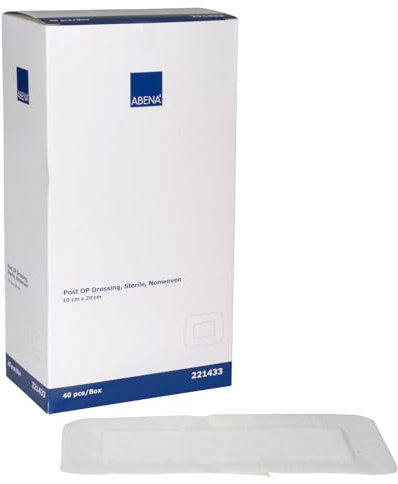 ABENA Medicazione sterile per ferite, 10x20 cm | Confezione da 40 pezzi | Adatte per tagli e ferite | Assorbente | Bianca | Adatto per pelli sensibili