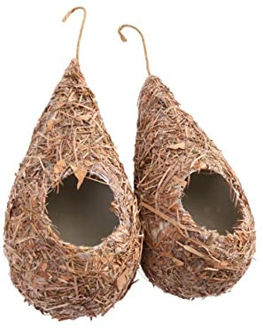 BESPORTBLE 2stücke Künstliches Gras Weben Nest Für Vögel Hängend Aus Grasmaterial Langlebig Und Sicher Für Kleine Vögel Wie Kanarienvögel Und Papageien