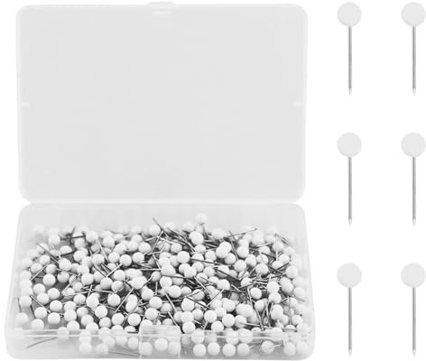 330 Piezas Chinchetas Tarjetas con Cabeza 1/8 Pulgadas,Alfileres Mapas Blancos Cabeza Redonda con Caja Almacenamiento,Pines Mapa Puntos Acero,Chinchetas Blancas,para Oficina