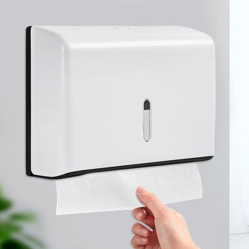 Dispensador de toallas de papel montado en la pared, dispensador de toallas para toallas de papel, 200 hojas plegable en Z y multifold, dispensador de papel para baño y cocina