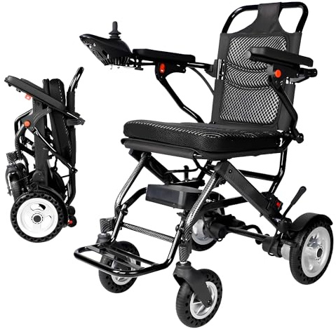 Fauteuils roulants électriques pour adultes, seulement 12 kg, fauteuil roulant pliable ultra léger, portable et pliable avec batterie au lithium 10 Ah, capacité de 150 kg, fauteuils roulants tout
