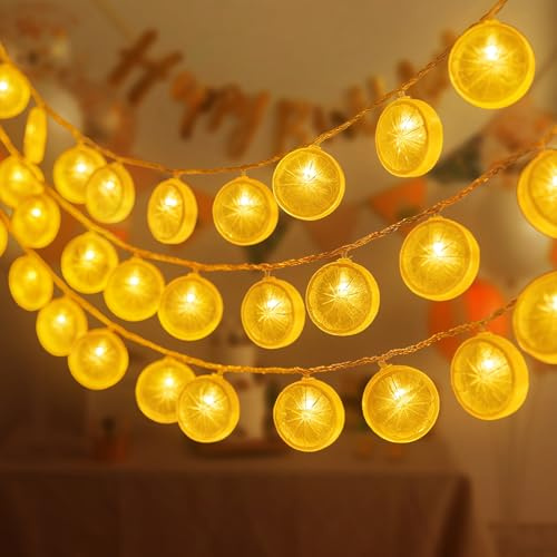 Vicloon Citron ljusslingor, 1,5 m 10 LED frukter citronljusslingor, batteridriven, utomhus inomhus ljusslinga för sovrum, fest, bröllop, trädgård, camping, juldekoration