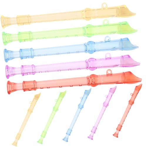 ELAYARD 10 Piezas Flautas Infantiles de Plástico Transparente con Mini Instrumentos Musicales Portátiles para Juguetes Educativos de Música Infantil Color Aleatorio Color Aleatorio