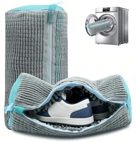 Shoe Washing Bag, Laundry Shoe Bag, Reusable Shoe Washing Bag, 360 ° Deep Cleaning,Suitable for All Shoe Types, With Self-Locking Zipper, 2-pack (Grey)