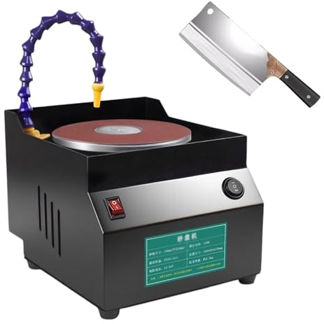 MObyat Lijadora De Banco Húmedo, Herramienta Afiladora Cuchillos Eléctrica De 120 W con 10 Piezas Papel Lija, 7 Velocidades Ajustables, 3350 R/min, Rotación Ajustable hacia Adelante hacia Atrás