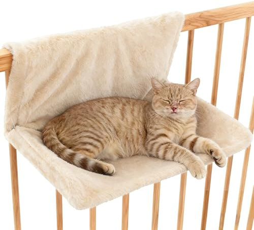 XJJAUGKLY Cama para gatos Heizun, cama para radiador para gatos con felpa suave, cama calefactora para gatos, hamaca para calefacción, cama para gatos, hamaca para todo tipo de radiadores (beige)