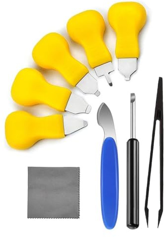 Qomcsrl Herramienta para Quitar la Tapa Trasera del Reloj, Kit 9 en 1 para Cambiar la Batería del Reloj, Herramientas para Abrir y Quitar la Tapa Trasera y Pinzas Antiestáticas B