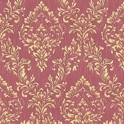 Vliestapete Barock-Tapete Ornament-Tapete 306596 30659-6 Architects Paper Metallic Silk | Rot Grau | Rolle (10,05 x 0,53 m) = 5,33 m²