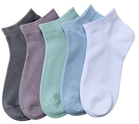 SERISIMPLE Women Viscose Bamboo Ankle Socks Low Cut Thin Sock Lightweight Pastal Color Soft Sock 5 Pairs(Assorted3, Large)