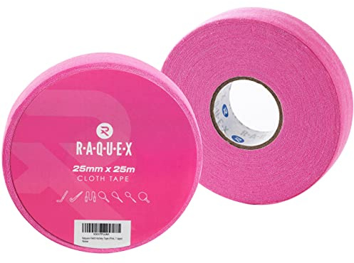 Raquex Cinta de Tela para Deportes: Palos de Hockey, Tenis, Squash o bádminton, Cuerdas de Saltar y más. Resistente al Agua, Fuerte y Proporciona un Agarre Natural Aumentado (Rosa)