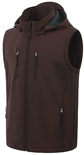 CREATMO US Men's Reflective Running Cycling Vest Windproof Travel Thermal Vest For Winter Fall Spring Brown L